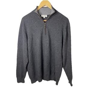 Kinross Gray 1/4 Zip Cashmere Mock Neck Sweater Men Sz Med Elegant Soft Comfort